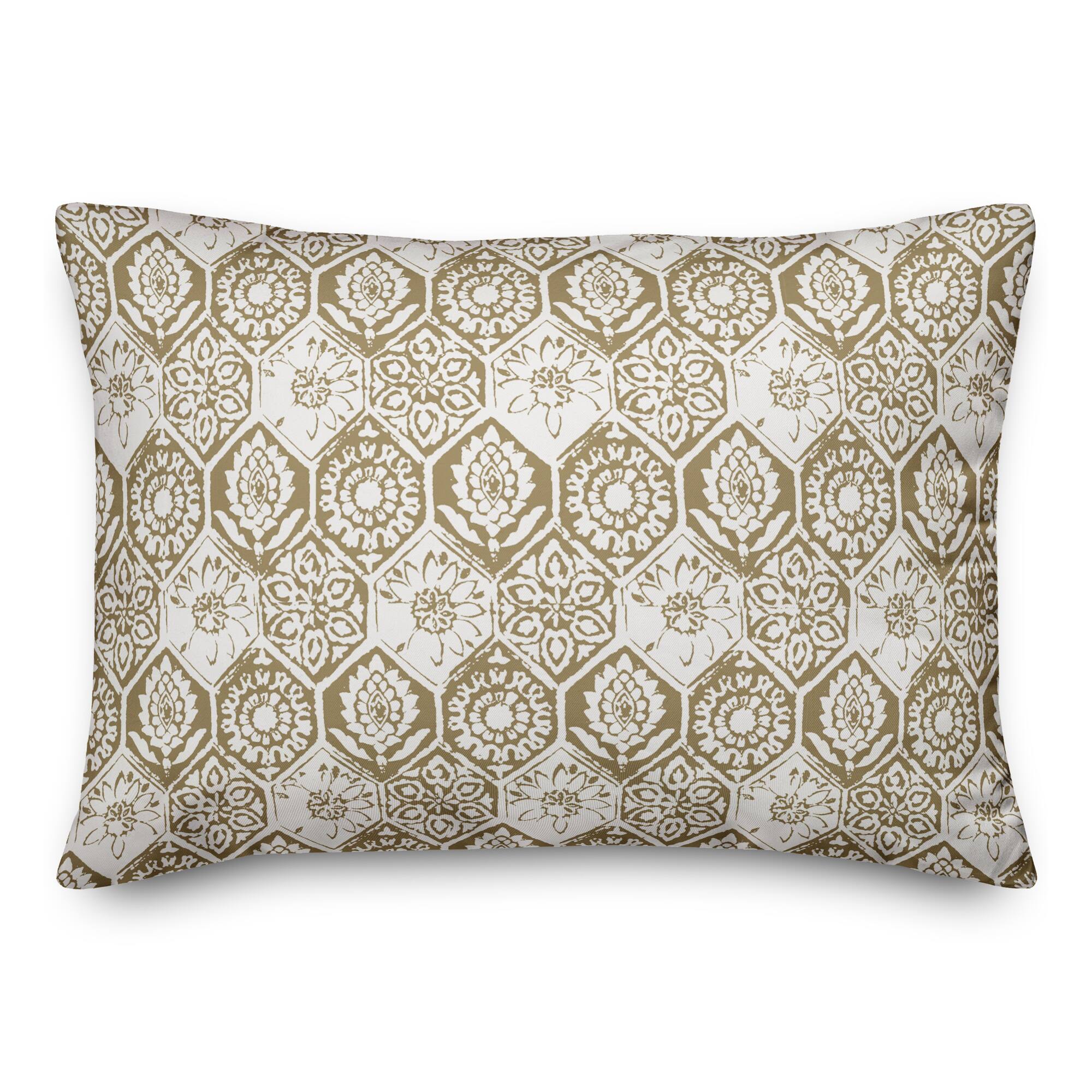 Floral Boho Tile Throw Pillow 14" x 20"